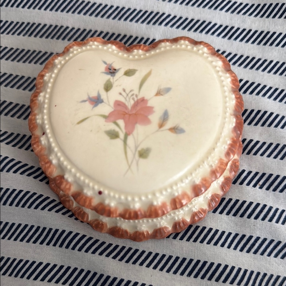 Heart-Shaped Floral Trinket Box